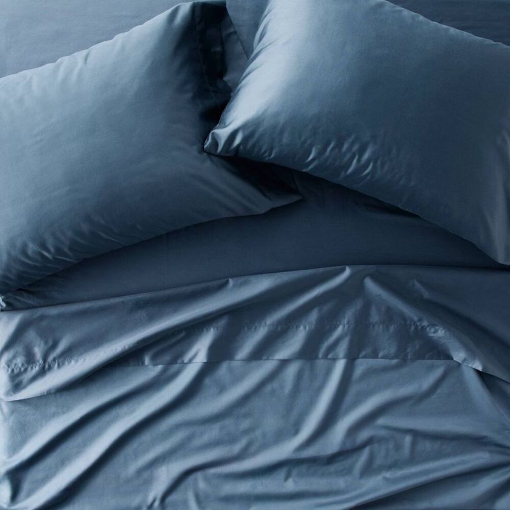 California King 600 Thread Count Sateen Sheet Set Dark Mineral Blue - Casaluna